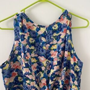 Cropped floral zip down spring summer tank top